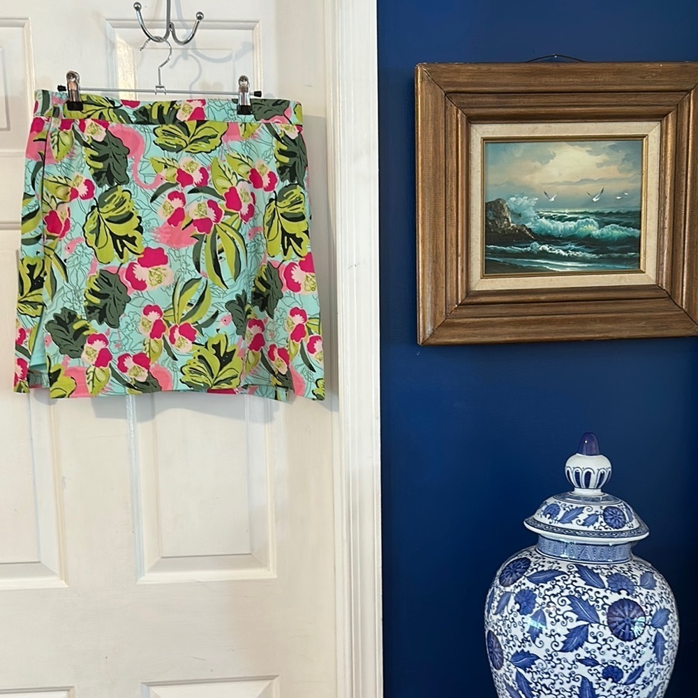 Women’s Allyson Whitmore Golf Flamingo Jungle Floral Tropical Skort Size 14